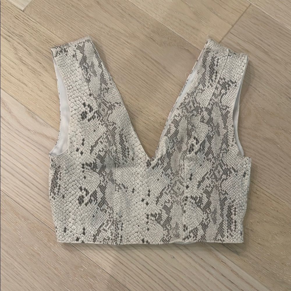 LF Faith in Love Snake Print V-Neck Women's Cropped Top / Bustier size small